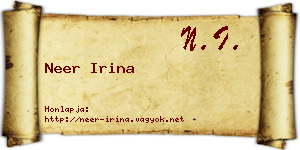 Neer Irina névjegykártya